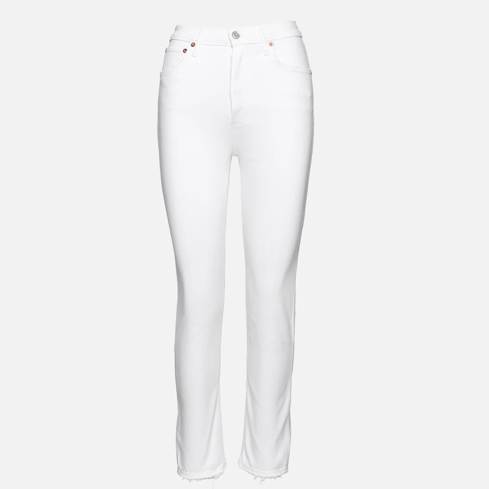 NWT AGOLDE Riley High Rise White Jeans - Size 30 - Picture 2 of 8